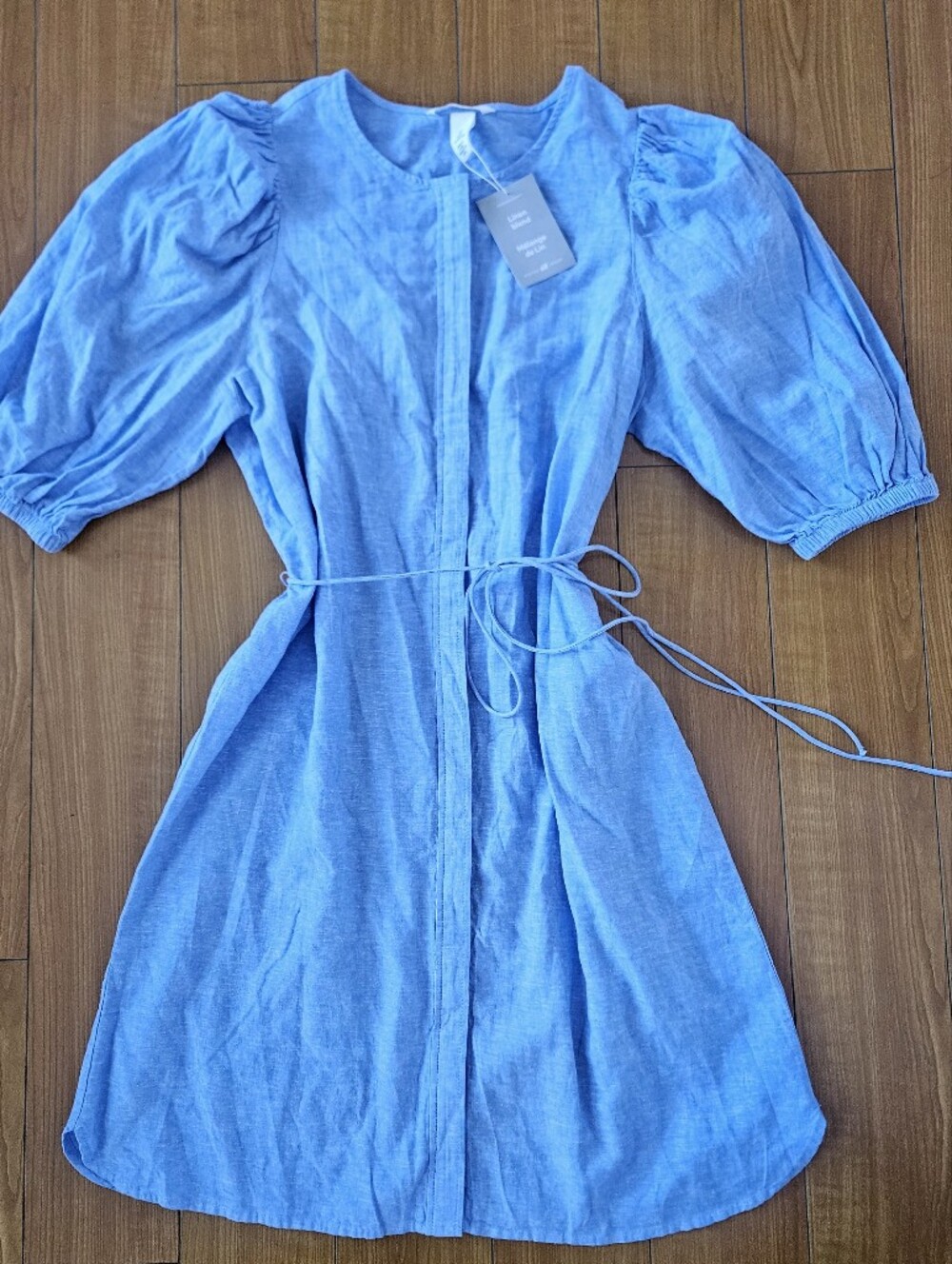 BRAND NEW NEVER WORN Light Blue One-Piece Dress with Tie Waist Sz L